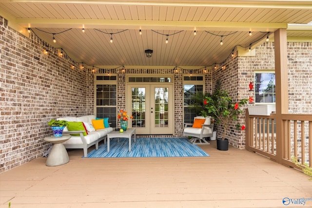 68 Natures Ridge Way, Huntsville, AL 35803 - wooden terrace with french doors and an outdoor hangout area