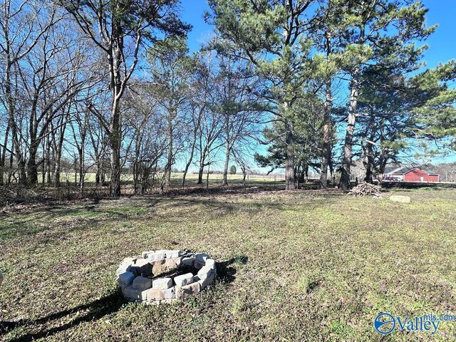 view of yard featuring an outdoor fire pit