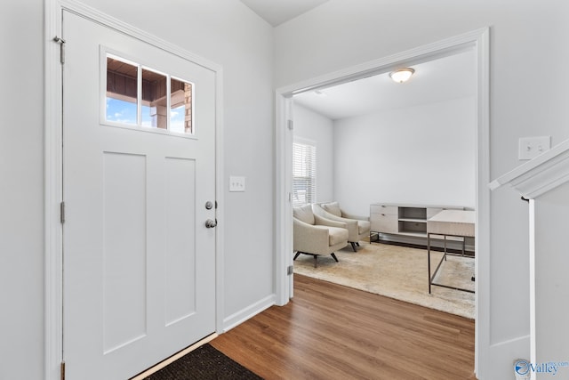 entryway with hardwood / wood-style flooring and plenty of natural light