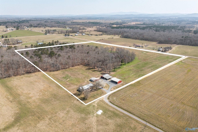 drone / aerial view featuring a rural view