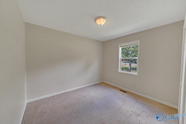 carpeted spare room featuring a textured ceiling