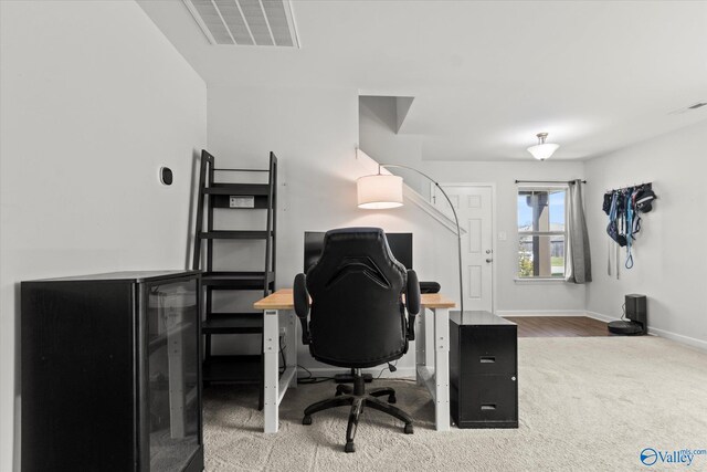 office space featuring wood-type flooring