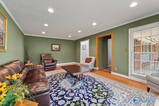 259 Old Big Cove Rd, Brownsboro, AL 35741 - living area featuring ornamental molding, wood finished floors, recessed lighting, and baseboards
