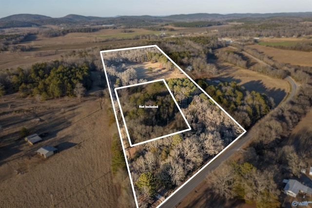 aerial view with a mountain view and a rural view