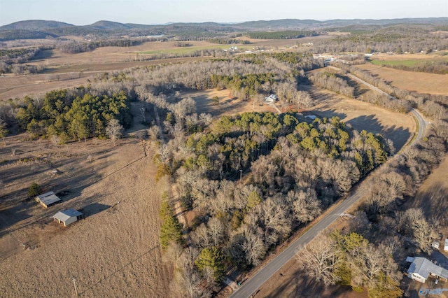 birds eye view of property with a mountain view