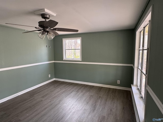 87 Flattop Cir, Scottsboro, AL 35768 - empty room with wood finished floors, baseboards, and ceiling fan