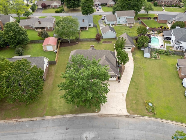 2303 Chatam Ave, Decatur, AL 35603 - aerial perspective of suburban area featuring a pool