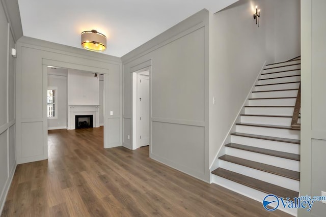 interior space with dark hardwood / wood-style flooring