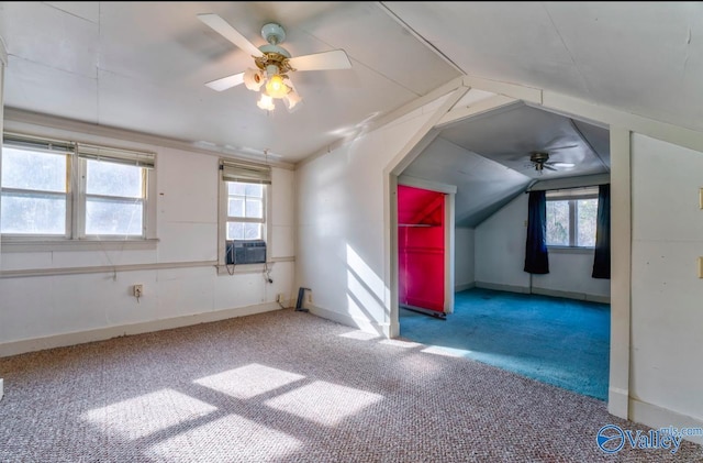 260 County Road 714, Cedar Bluff, AL 35959 - additional living space with lofted ceiling, a ceiling fan, carpet floors, and cooling unit