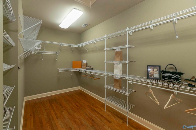 walk in closet featuring hardwood / wood-style flooring