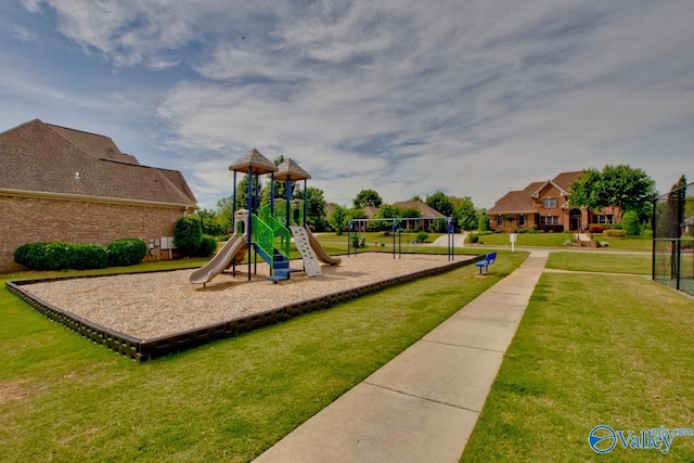 view of play area featuring a yard