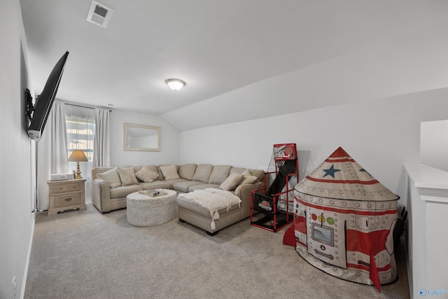 165 Saddle St, New Market, AL 35761 - carpeted living room featuring vaulted ceiling