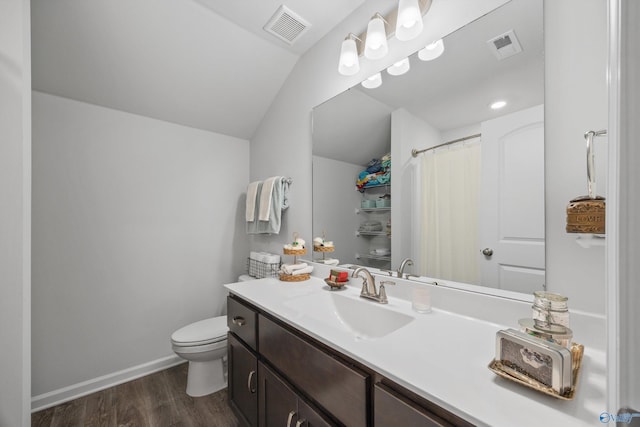 165 Saddle St, New Market, AL 35761 - bathroom featuring wood finished floors, vanity, and vaulted ceiling