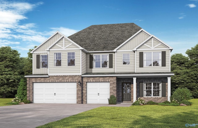 188 Chesire Cove Ln, New Market, AL 35759 - view of front of house featuring roof with shingles, an attached garage, a front yard, and board and batten siding