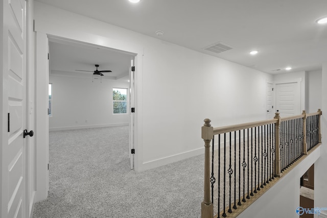 188 Chesire Cove Ln, New Market, AL 35759 - corridor with an upstairs landing, carpet floors, recessed lighting, and baseboards