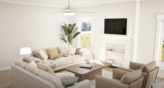 188 Chesire Cove Ln, New Market, AL 35759 - living area with baseboards, ceiling fan, and wood finished floors