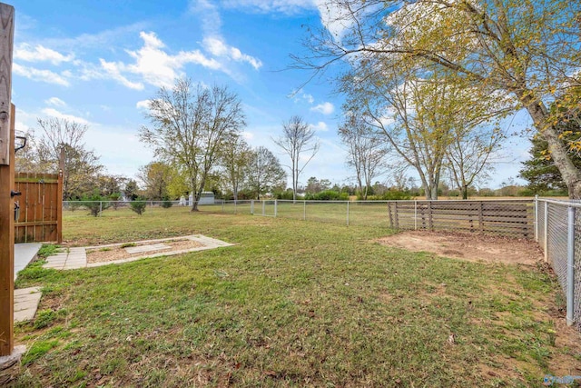 view of yard with a rural view