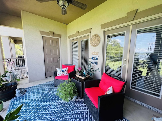 view of patio / terrace with ceiling fan