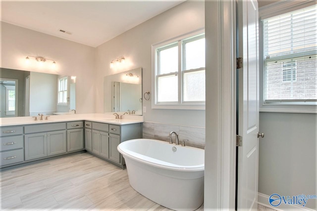 bathroom with a bathtub and vanity