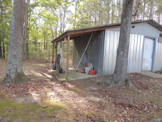 view of outbuilding featuring a garage