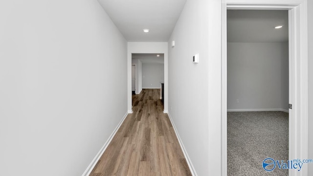 hall featuring light hardwood / wood-style flooring