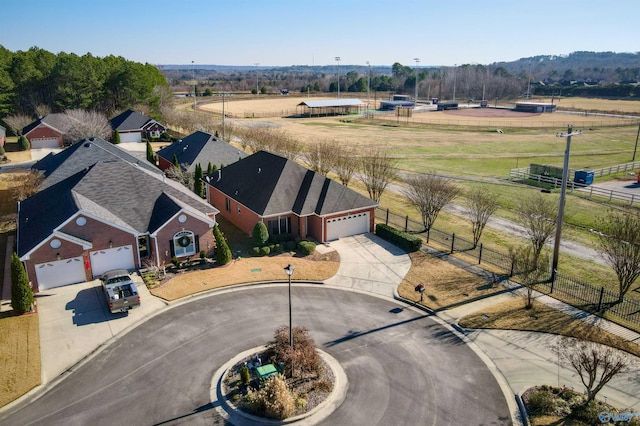 drone / aerial view with a rural view