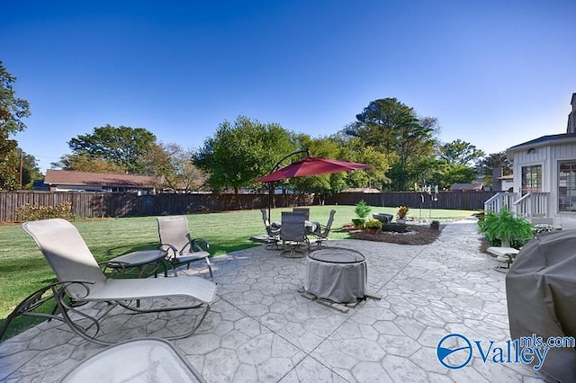 view of patio / terrace with an outdoor fire pit and grilling area