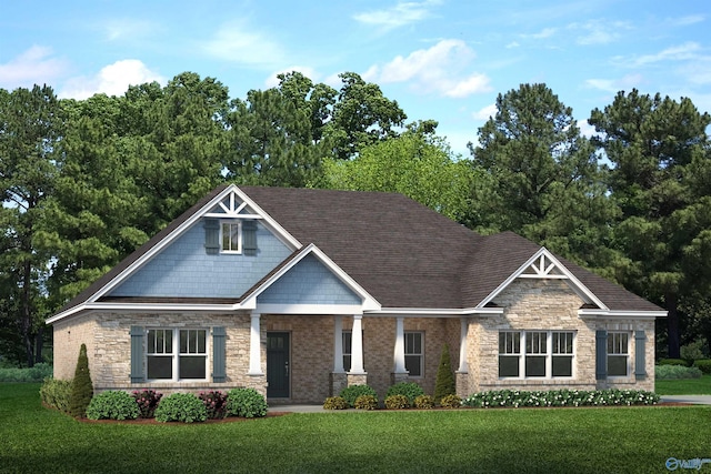 craftsman-style house featuring a front yard