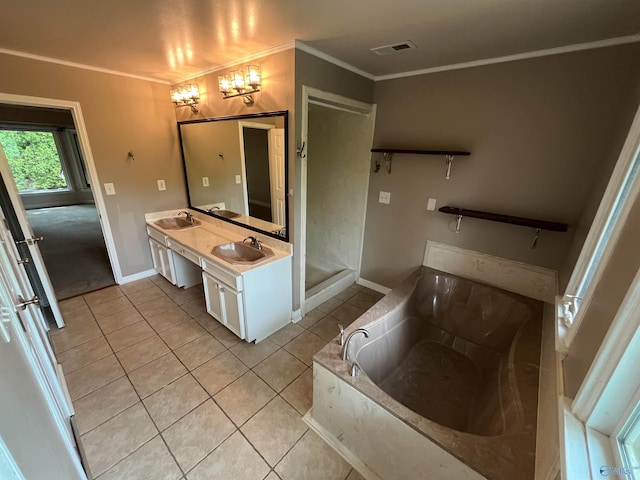 bathroom with visible vents, a sink, and tile patterned floors