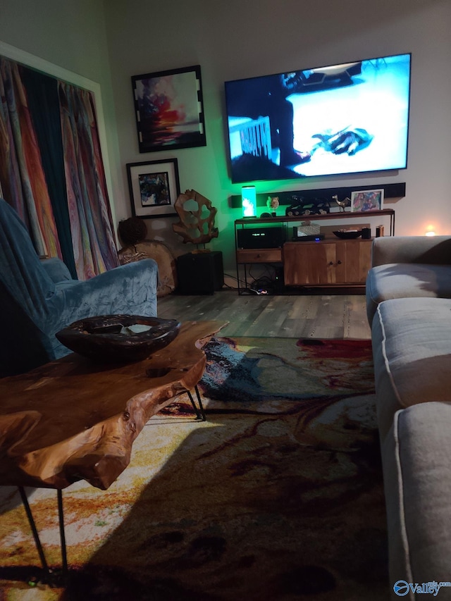 living room with hardwood / wood-style floors