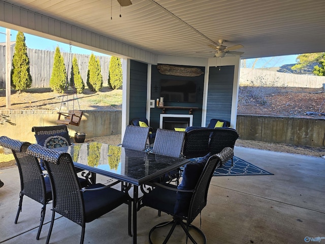 view of patio with ceiling fan