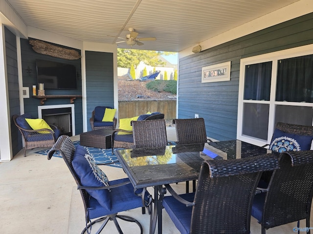 view of patio / terrace featuring ceiling fan