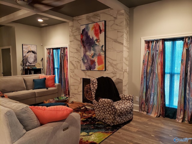 living room featuring wood-type flooring