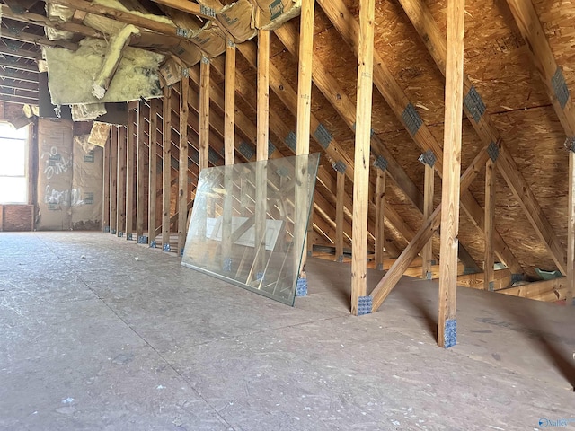 view of unfinished attic