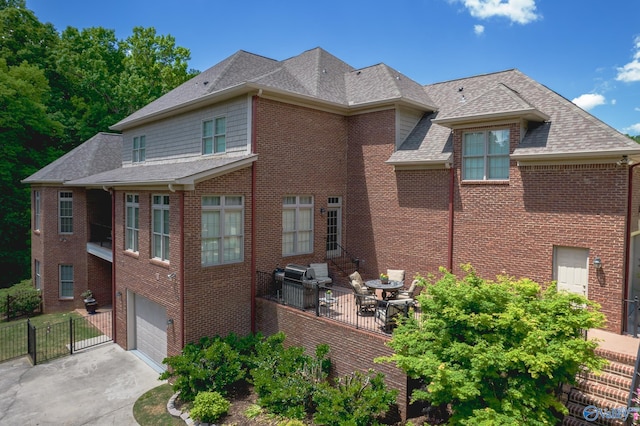 exterior space with a garage