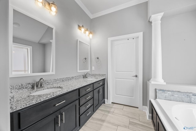 17067 Stonegate Dr, Athens, AL 35613 - full bathroom featuring decorative columns, a sink, and double vanity