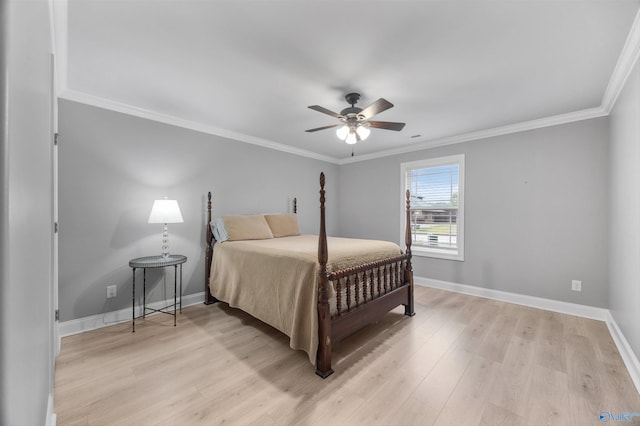 17067 Stonegate Dr, Athens, AL 35613 - bedroom featuring ceiling fan, baseboards, ornamental molding, and light wood-style floors