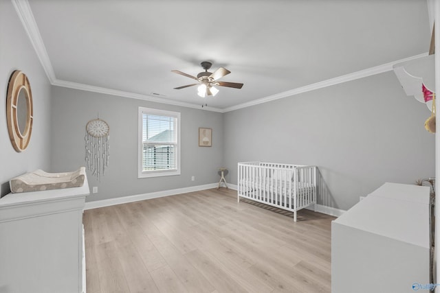 17067 Stonegate Dr, Athens, AL 35613 - bedroom with light wood-type flooring, baseboards, and ornamental molding