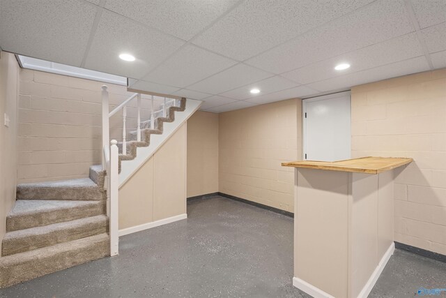 615 County Road 40, Centre, AL 35960 - finished basement with concrete block wall, stairs, and recessed lighting
