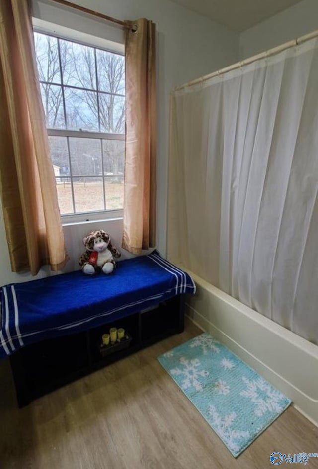 bedroom featuring hardwood / wood-style flooring and multiple windows