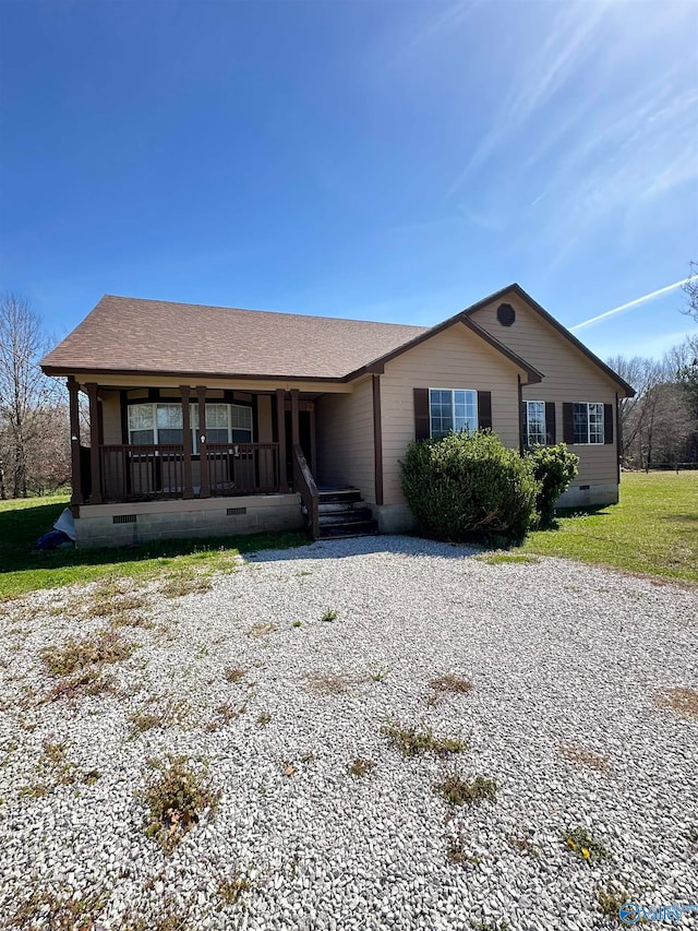 ranch-style house with covered porch