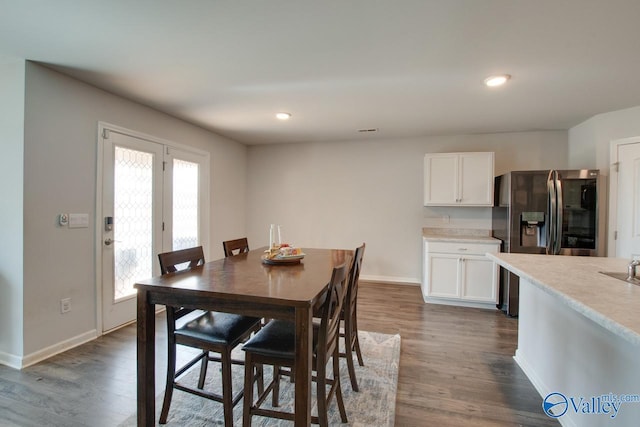 178 Meadow Ridge Dr, Hazel Green, AL 35750 - dining space with recessed lighting, dark wood-type flooring, and baseboards