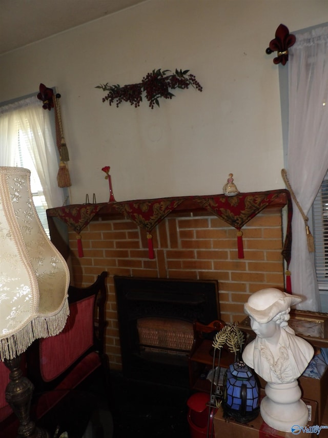 interior space featuring a fireplace