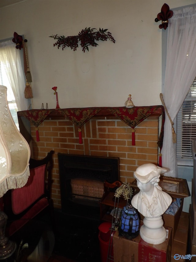 interior space with a fireplace