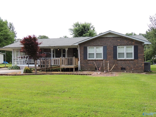 26468 Childrens Ln, Athens, AL 35613 - ranch-style home with a front lawn, brick siding, crawl space, and cooling unit