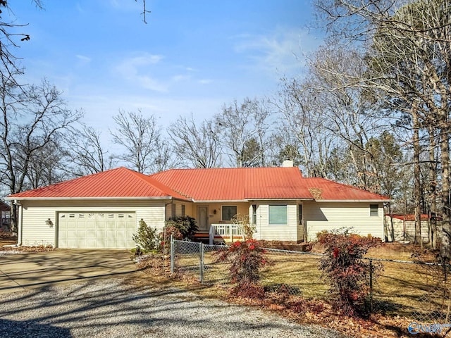 ranch-style home with a garage