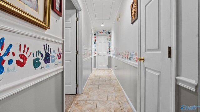 hallway featuring light tile patterned floors