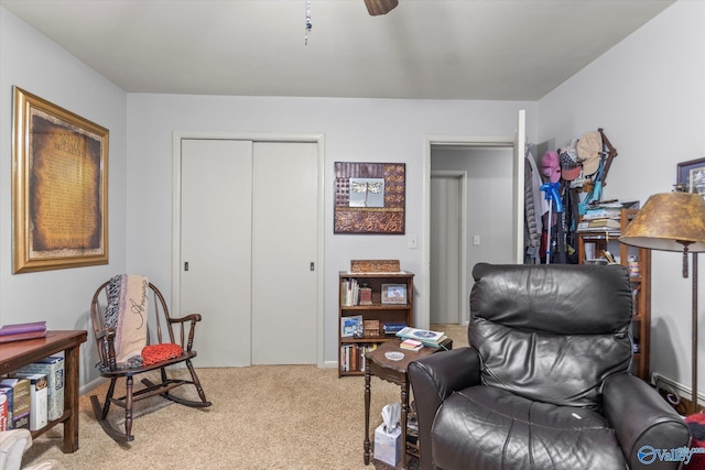 sitting room featuring carpet