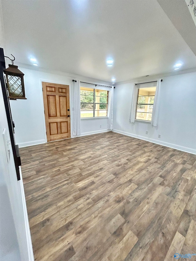 unfurnished living room with wood-type flooring