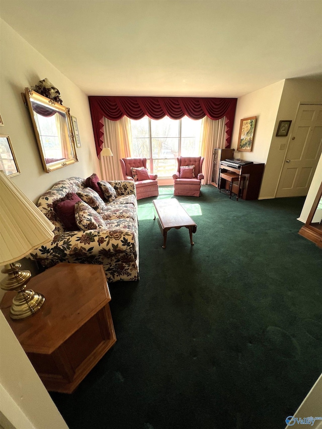 living room featuring carpet floors